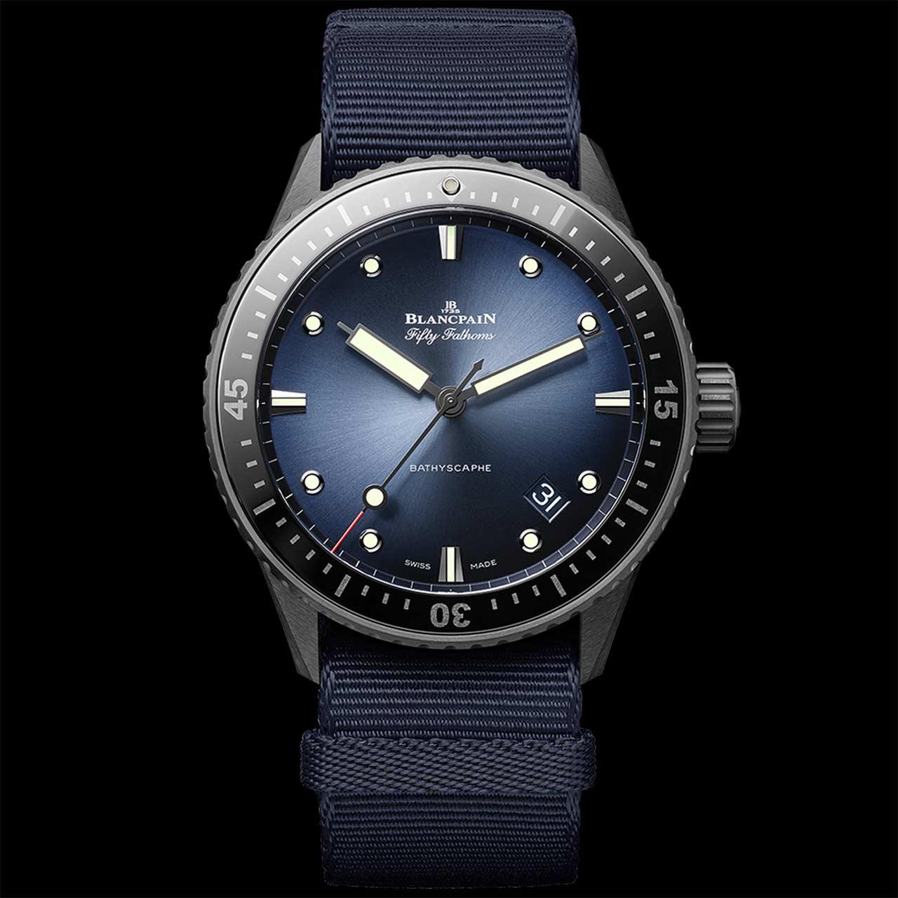 Blancpain Fifty Fathoms Bathyscaphe Ceramic ref. 5000A-0140-NAOA (blue, NATO)