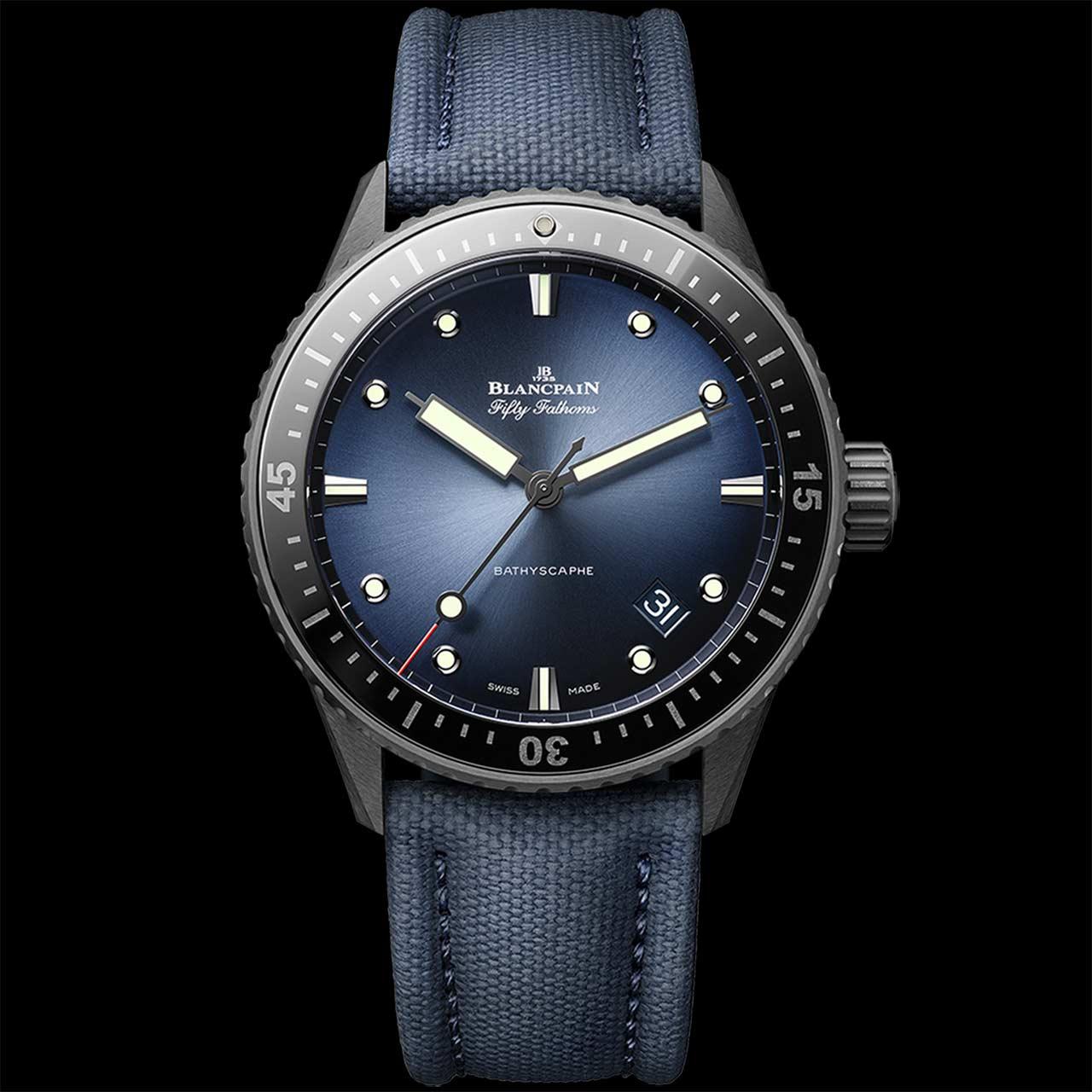 Blancpain Fifty Fathoms Bathyscaphe Ceramic ref. 5000A-0140-O52A (blue, canvas)