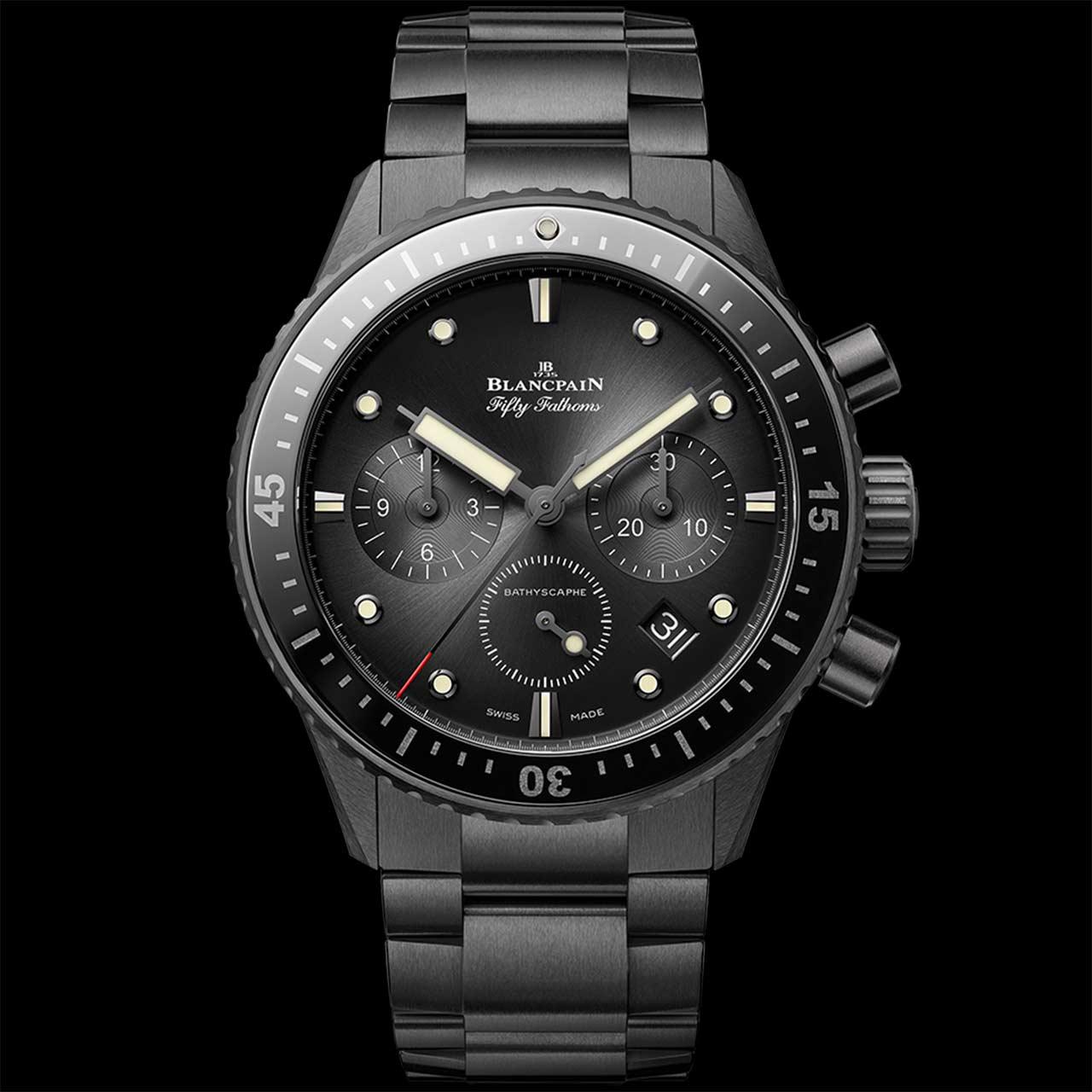 Blancpain Fifty Fathoms Bathyscaphe Chronographe Flyback Ceramic ref. 5200-0130-01S (black, bracelet)