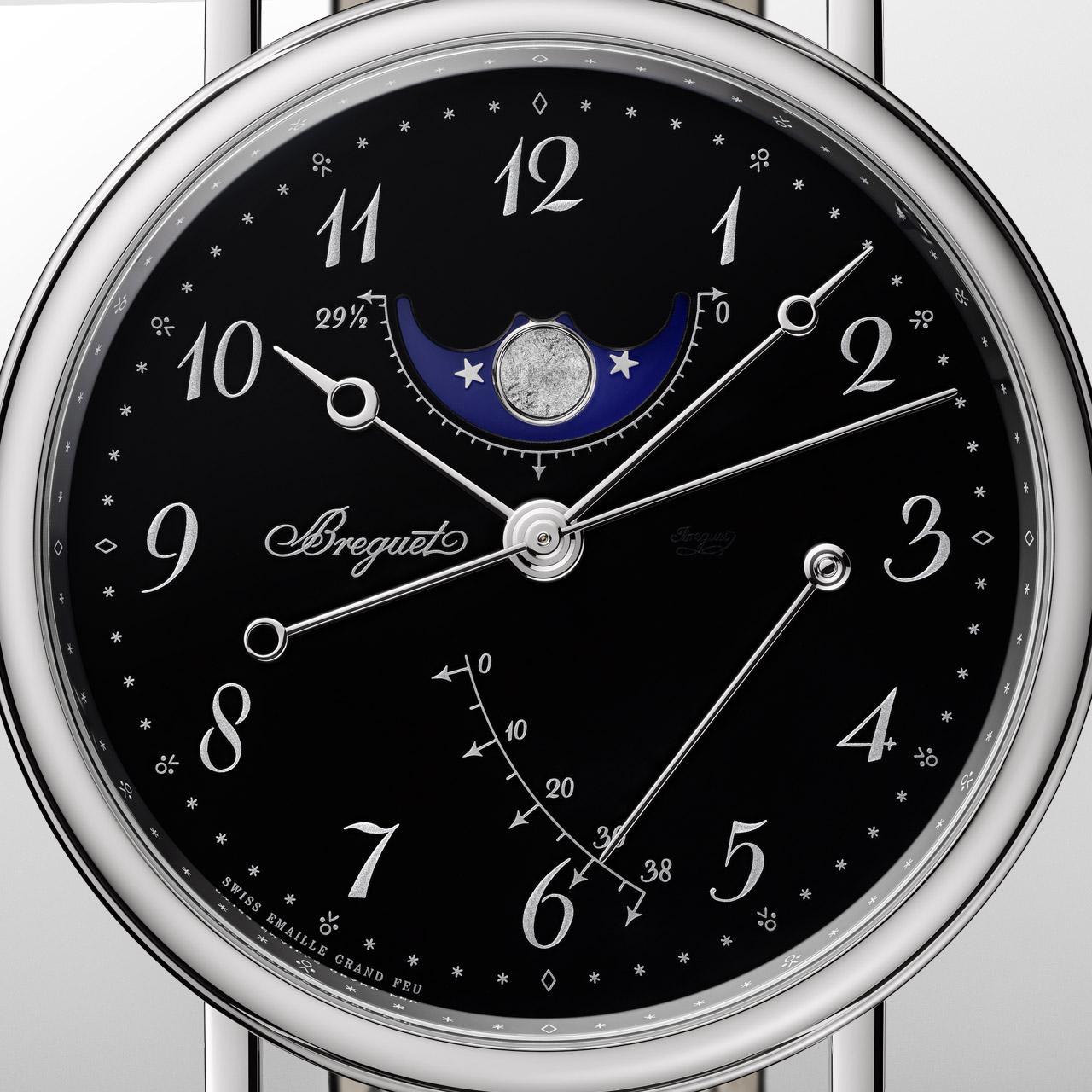 Breguet Classique Phase de Lune 7787 Platinum Black ref. 7787PT/2N/9VU dial