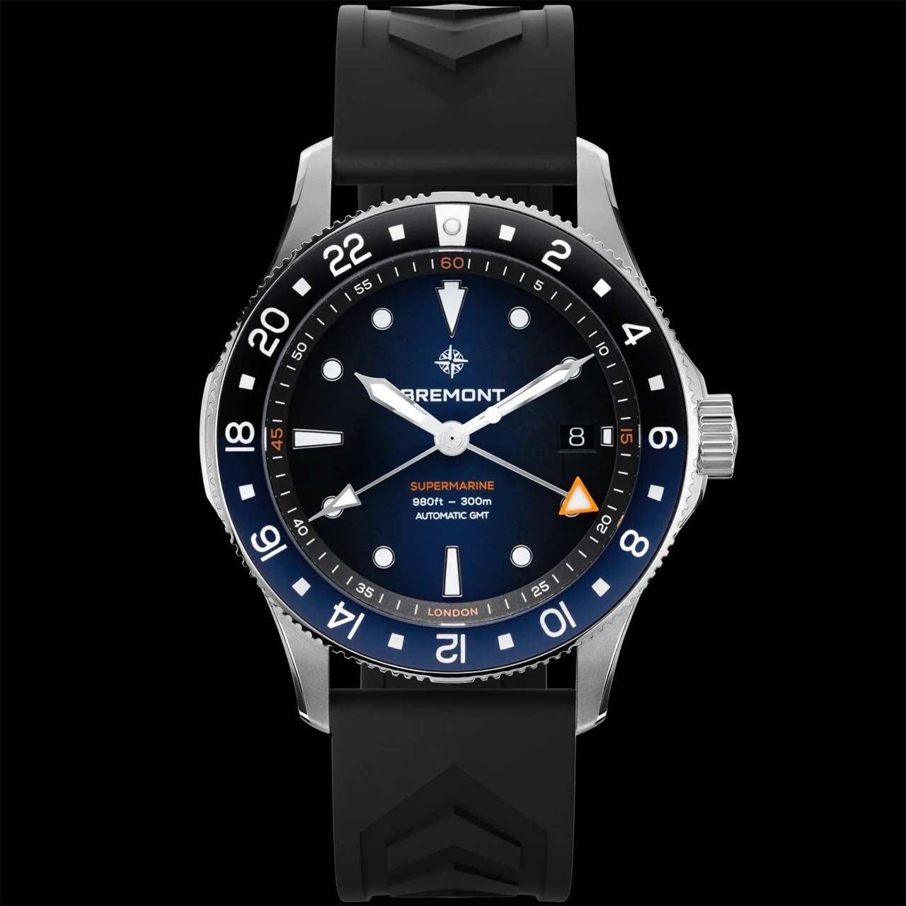 Bremont Supermarine 300M GMT ref. SM40-GMT-SS-BLBK-R-S (blue, rubber strap)