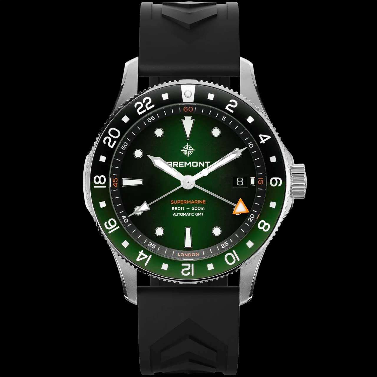 Bremont Supermarine 300M GMT ref. SM40-GMT-SS-GNBK-R-S (green, rubber strap)