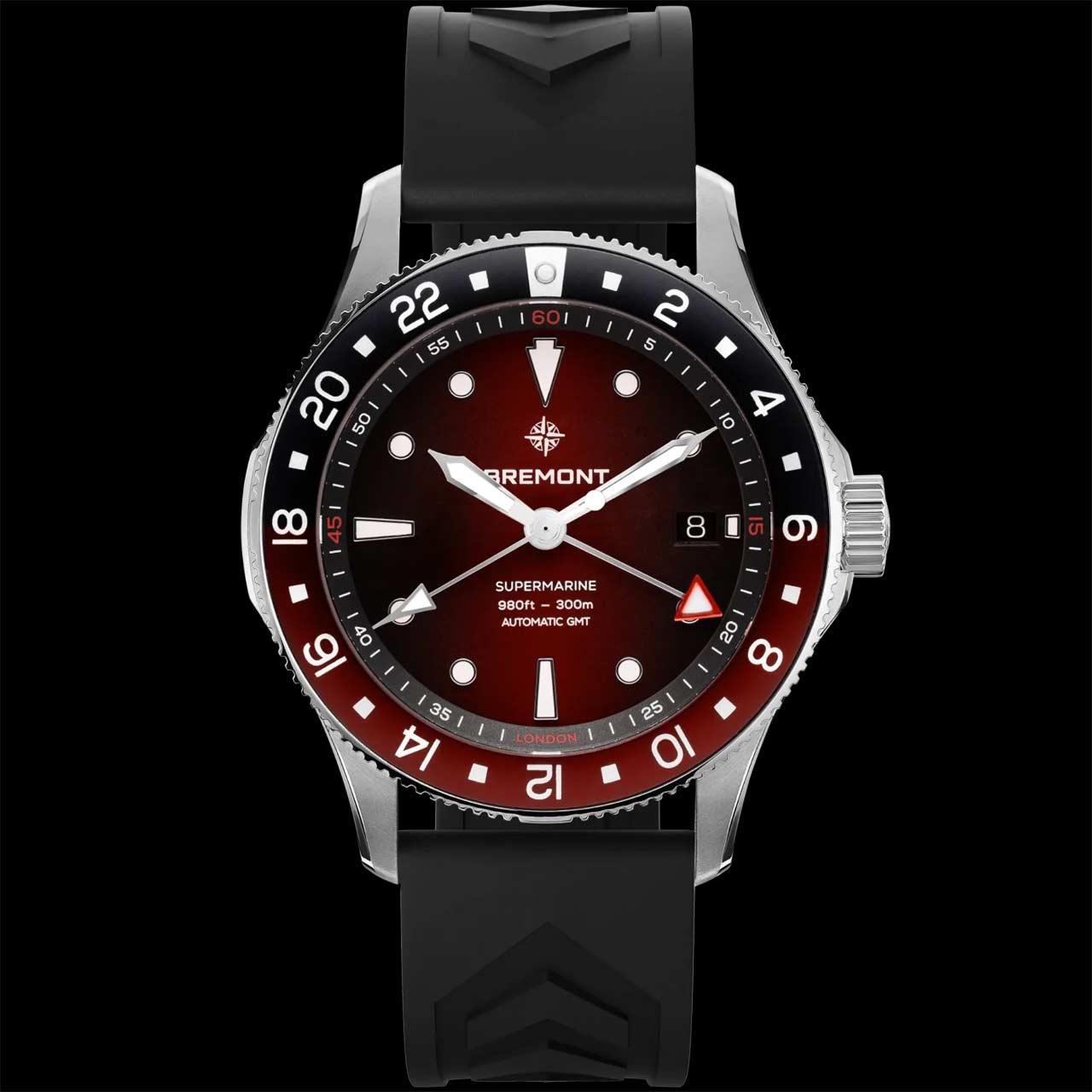 Bremont Supermarine 300M GMT ref. SM40-GMT-SS-RDBK-R-S (red, rubber strap)