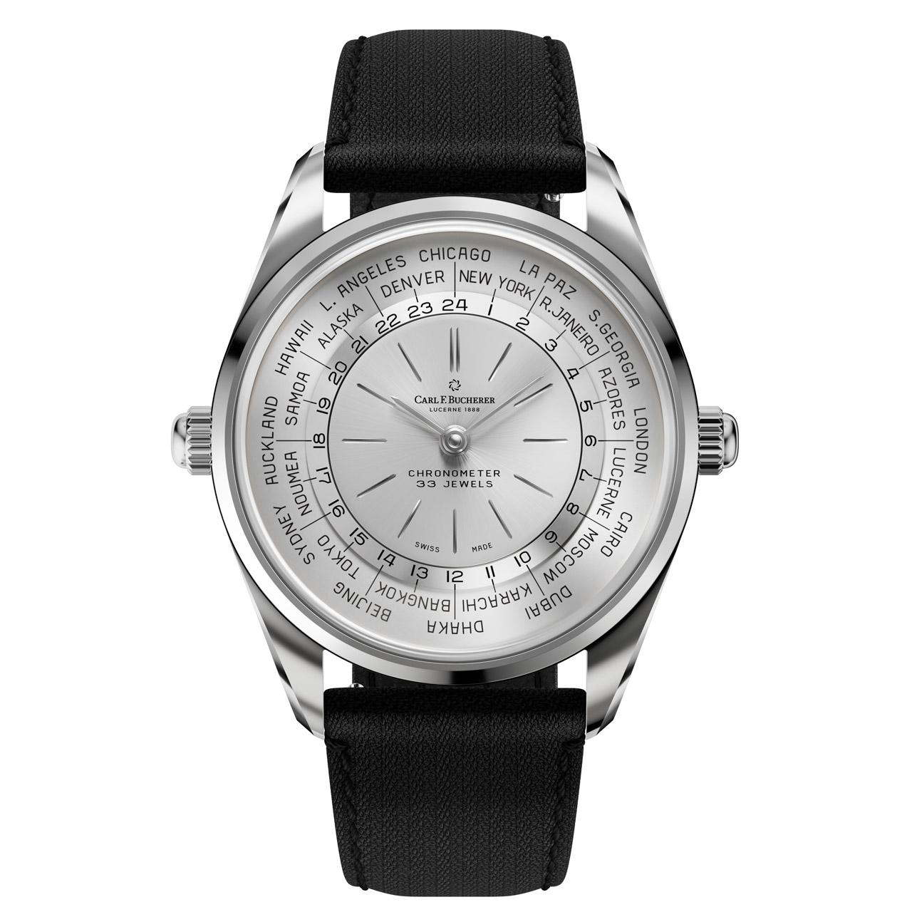 Carl F. Bucherer Heritage Worldtimer ref. 00.10805.08.13.01 (steel/silver/strap)