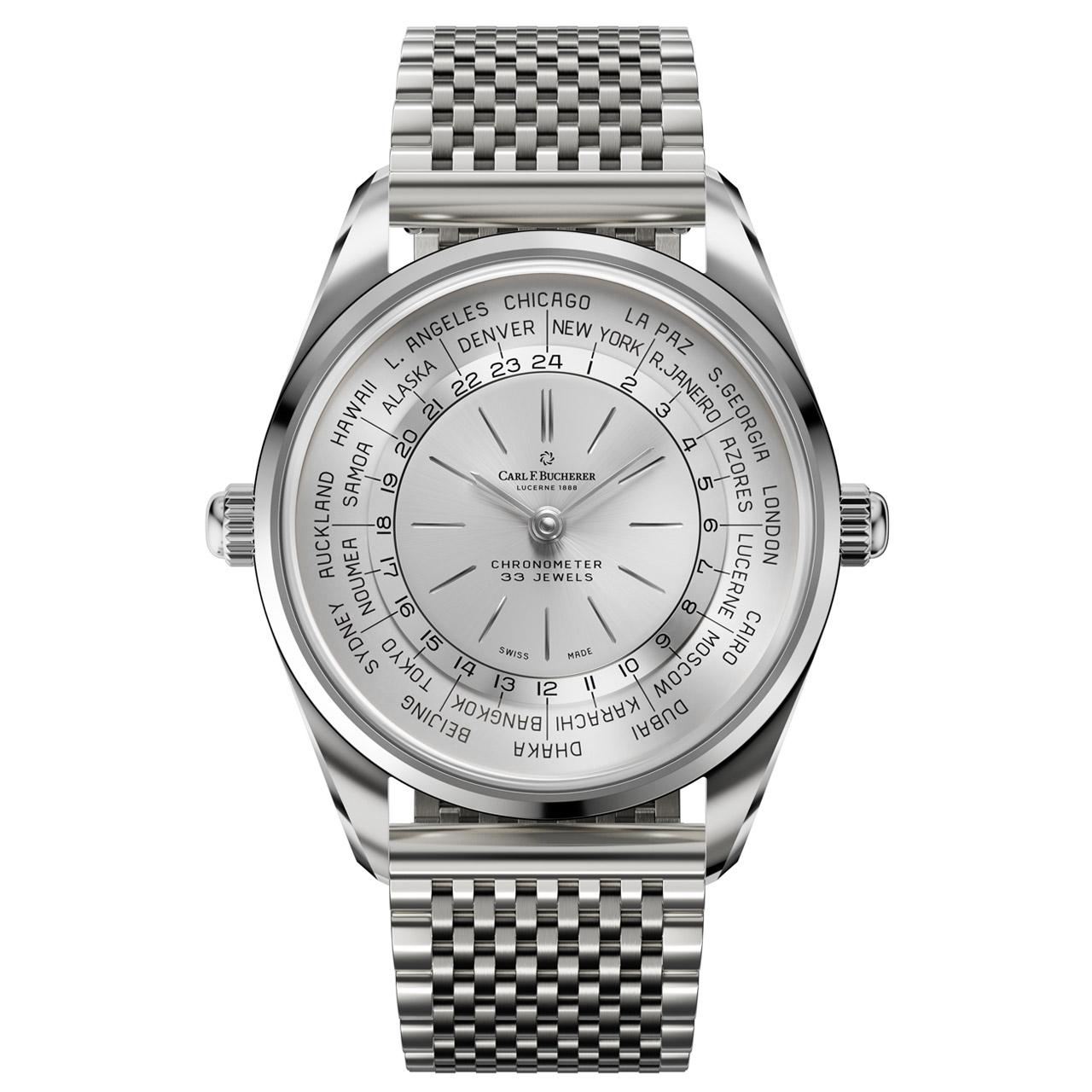 Carl F. Bucherer Heritage Worldtimer ref. 00.10805.08.13.21 (steel/silver/bracelet)