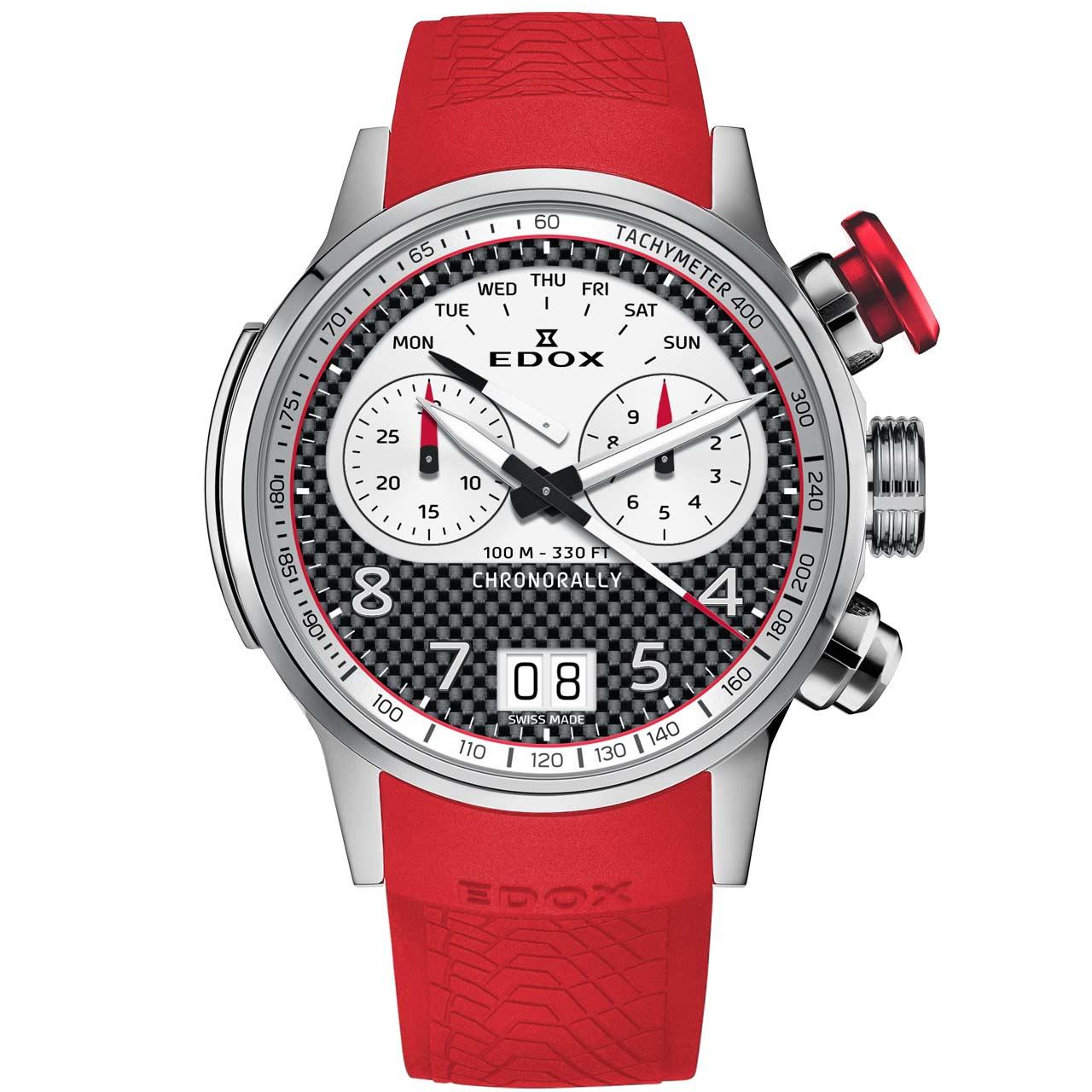 Edox Chronorally 45 BMW Motorrad Motorsport Limited Edition ref. 38003-TINR-CANBR red strap