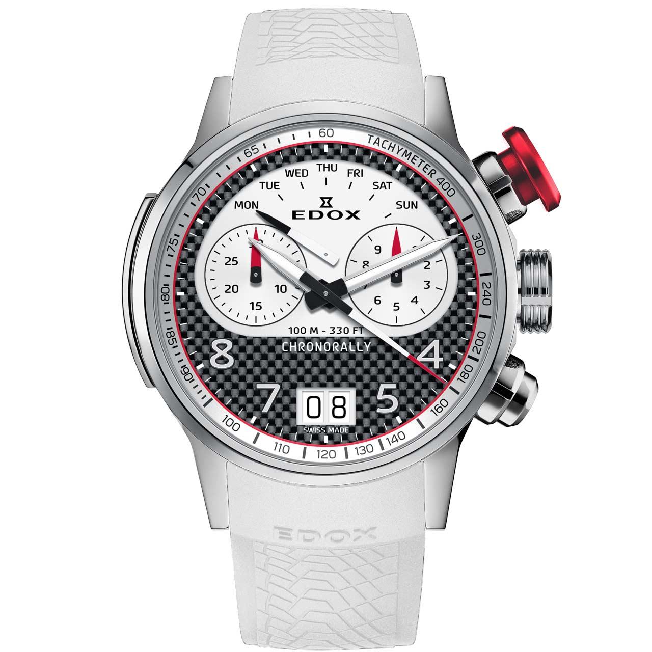 Edox Chronorally 45 BMW Motorrad Motorsport Limited Edition ref. 38003-TINR-CANBR white strap