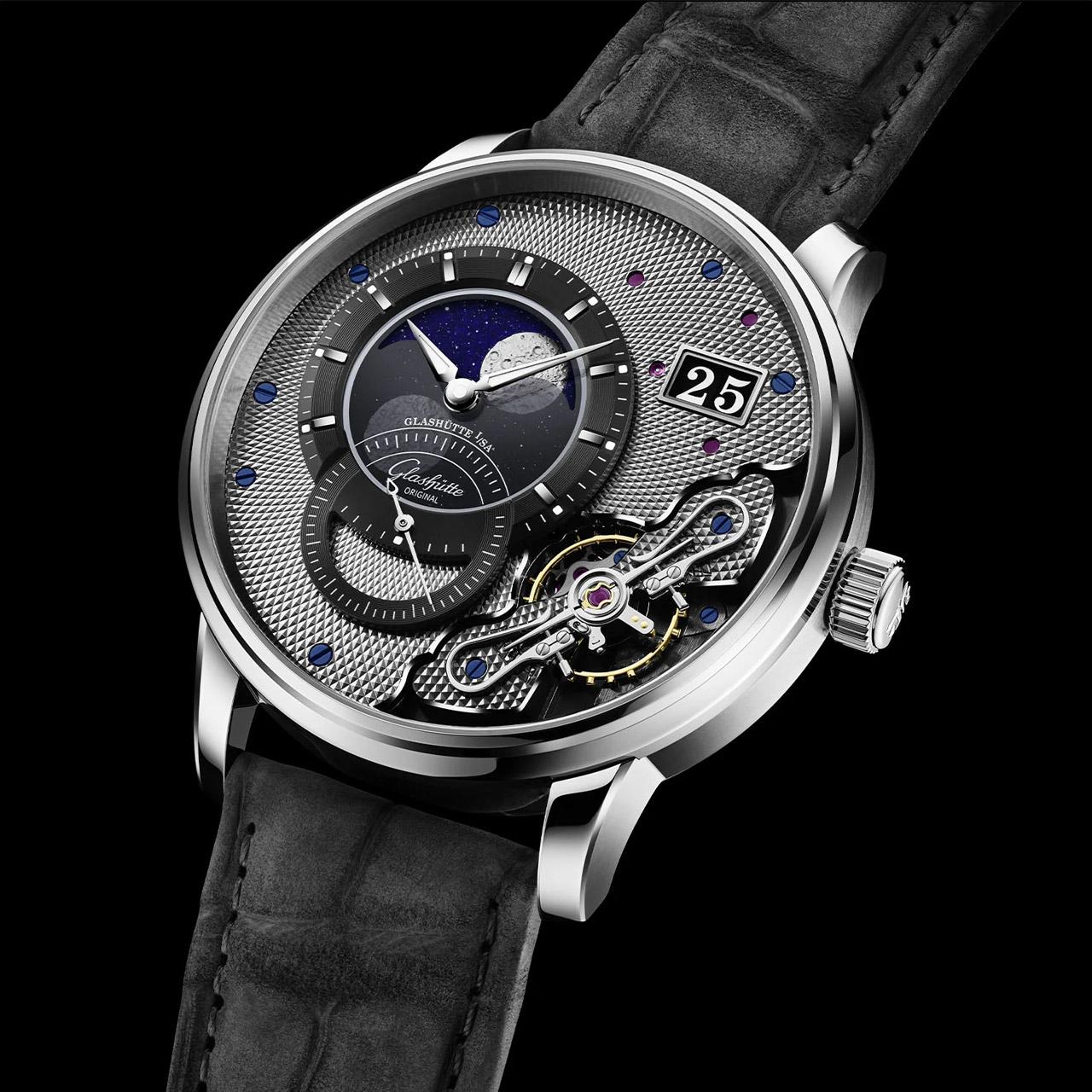 Glashutte Original PanoLunarInverse Platinum Moonphase Limited Edition ref. 1-91-04-01-03-6x band