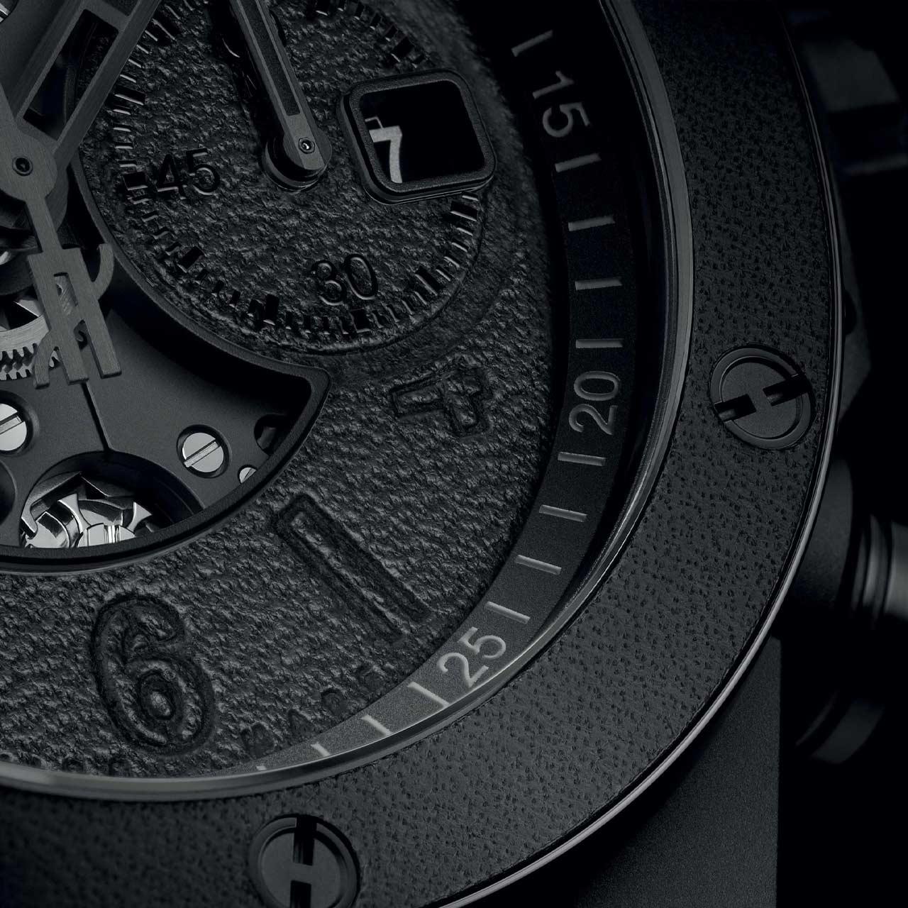 Hublot Big Bang Unico Berluti Nero Grigio Ceramic ref. 421.CI.0541.VR.JBER24 dial detail