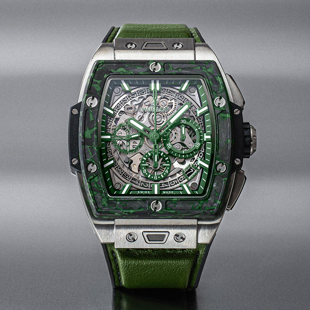 Hublot Spirit of Big Bang Titanium Green Carbon Mexico ref. 642.NQ.5270.NR.MEX24 green cactus strap