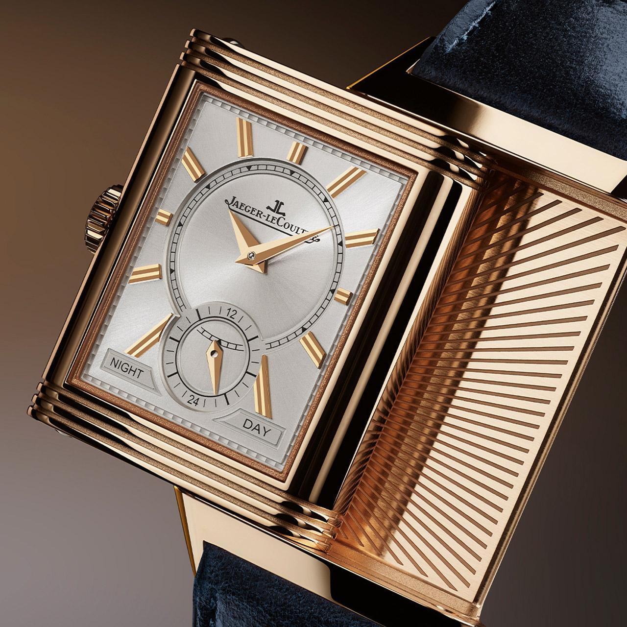 Jaeger-LeCoultre Reverso Tribute Duoface Small Seconds Pink Gold - Blue ref. Q3982590 back slide