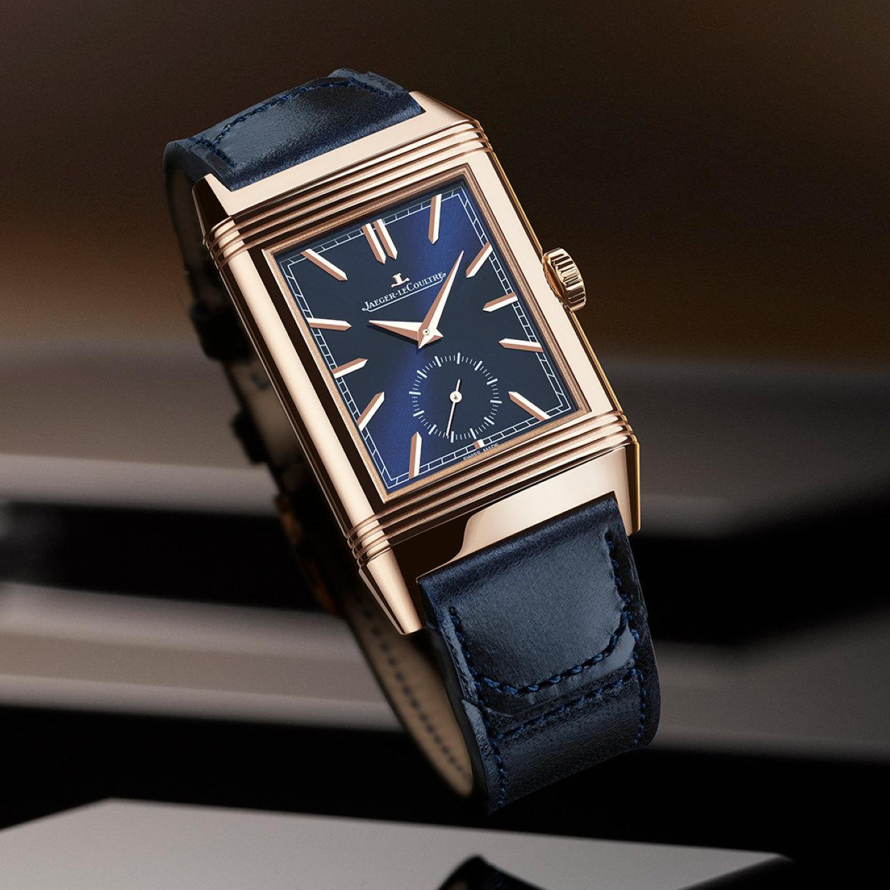 Jaeger-LeCoultre Reverso Tribute Duoface Small Seconds Pink Gold - Blue ref. Q3982590 front side