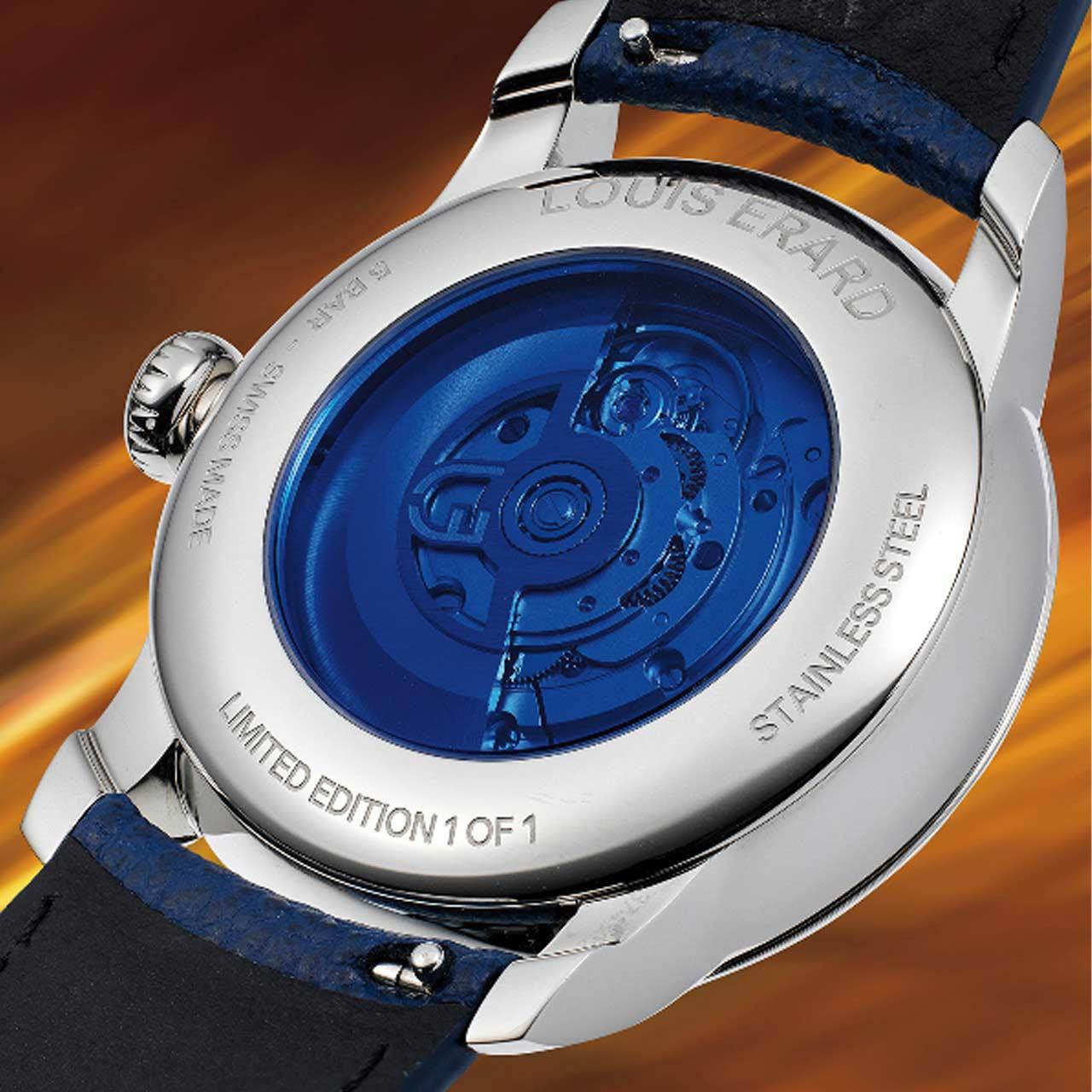 Louis Erard Le Régulateur x Olivier Mosset TimeForArt Edition ref. 85237AA63.BVA175OM back