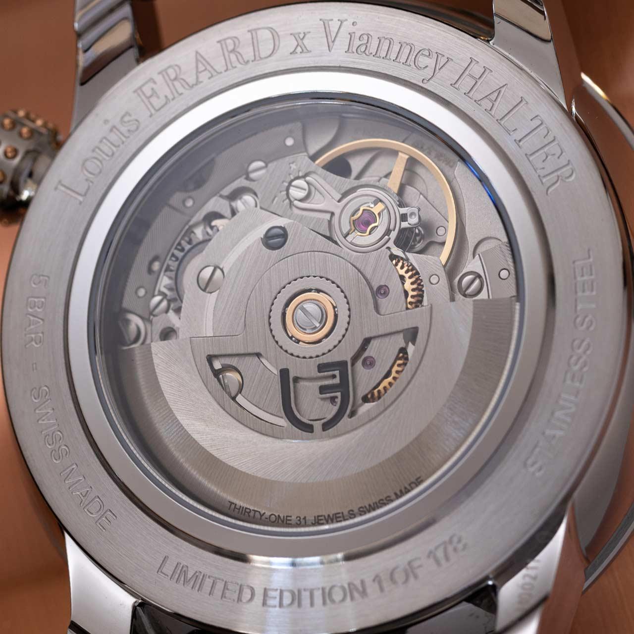 Louis Erard Le Régulateur x Vianney Halter II ref. 85246AA02.BVA172 and 85246AA03.BVA172 back