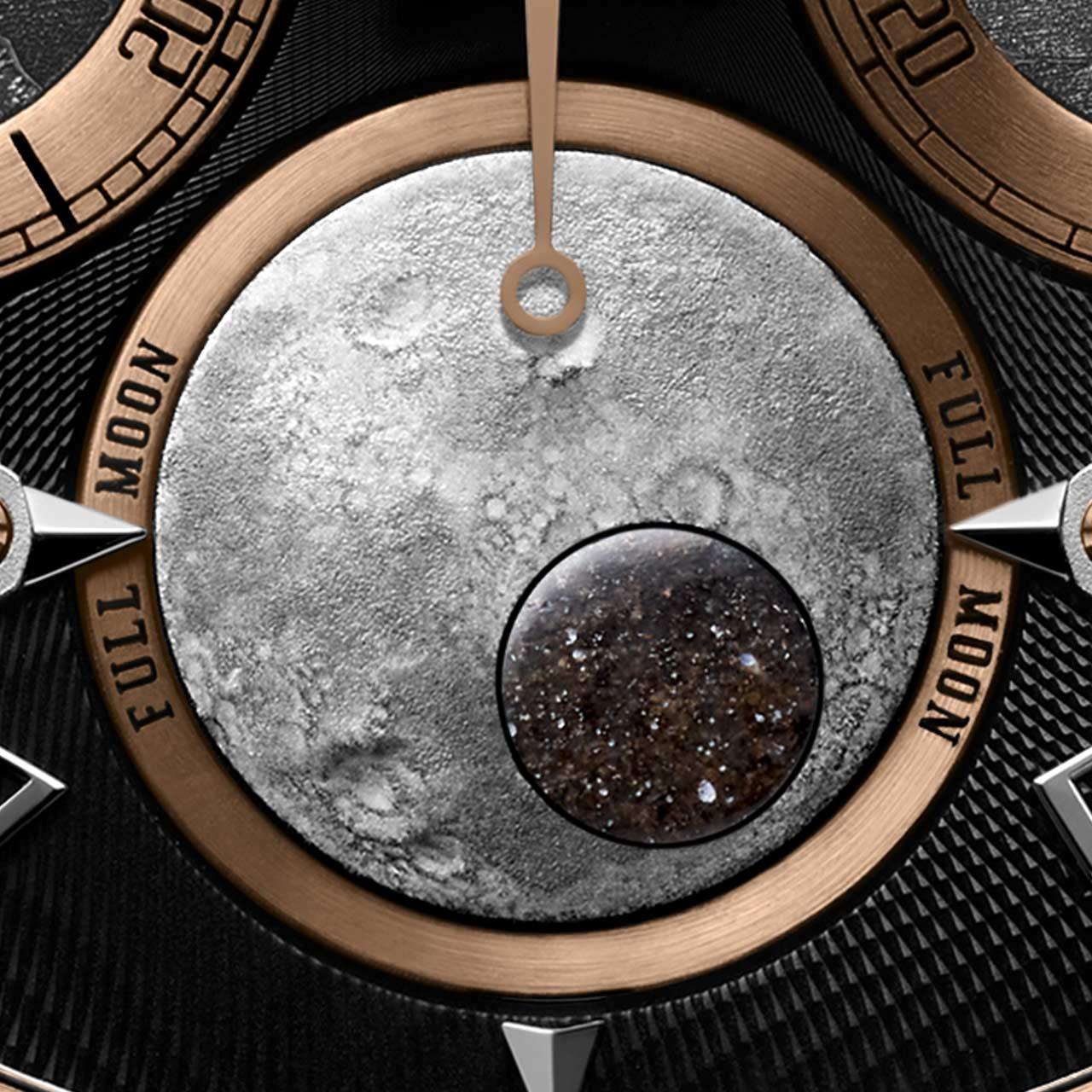 Louis Moinet Speed of Sound ref. LM-130.20.50 moon phase and Dhofar 457 lunar meteorite