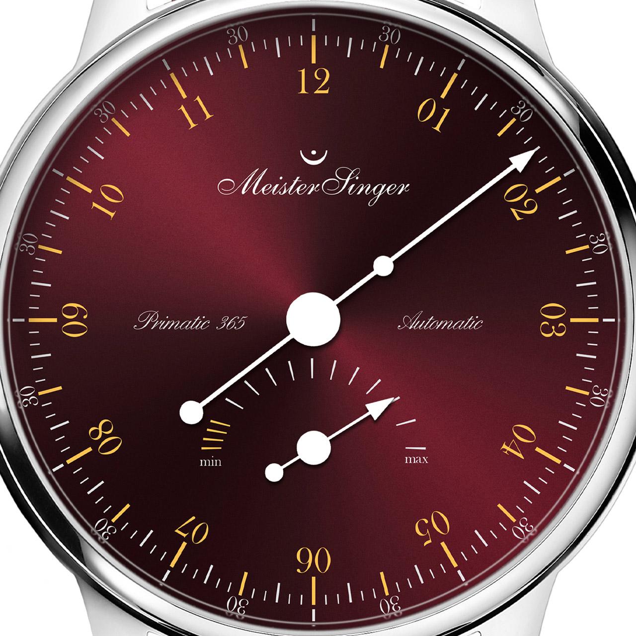 MeisterSinger Primatic 365 ref. PR365911G (bordeaux) dial