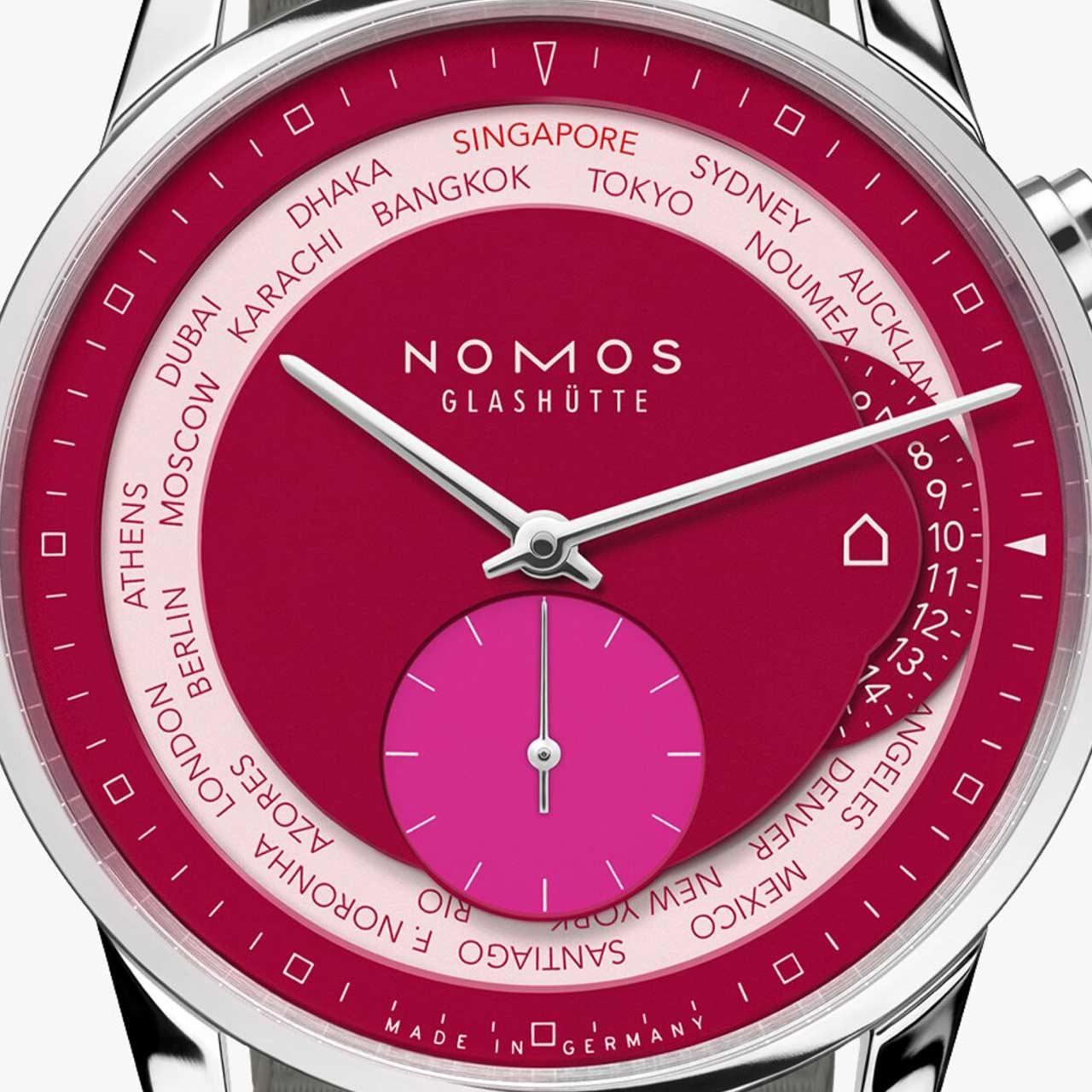 Nomos Zürich World Time Sambal for Revolution ref. 805.S37 dial