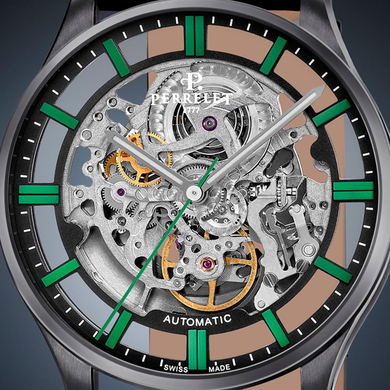 Perrelet Weekend Skeleton ref. A1306/3 dial green