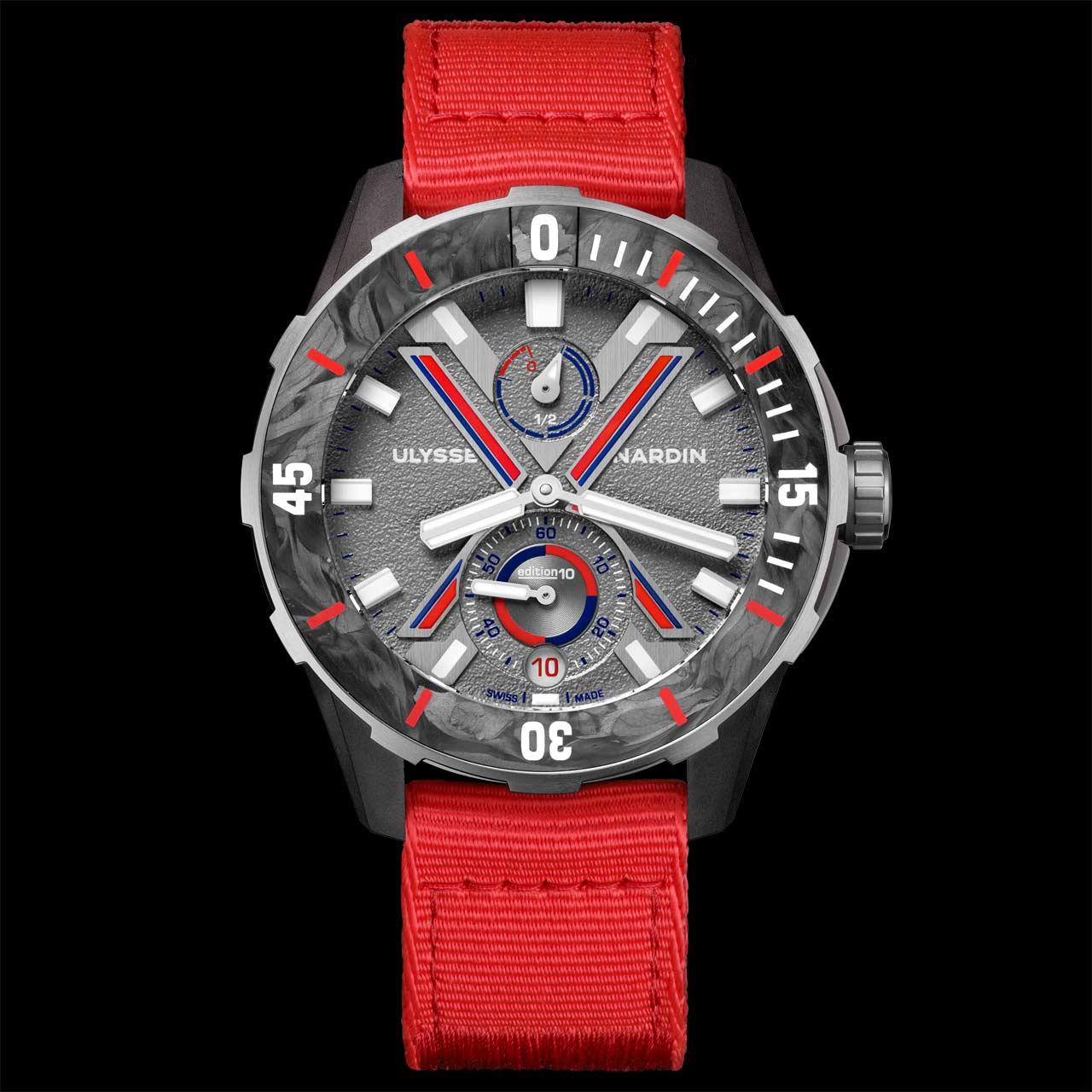 Ulysse Nardin Diver NET Vendée Globe ref. 1183-170LE-2A-VG/0B red strap