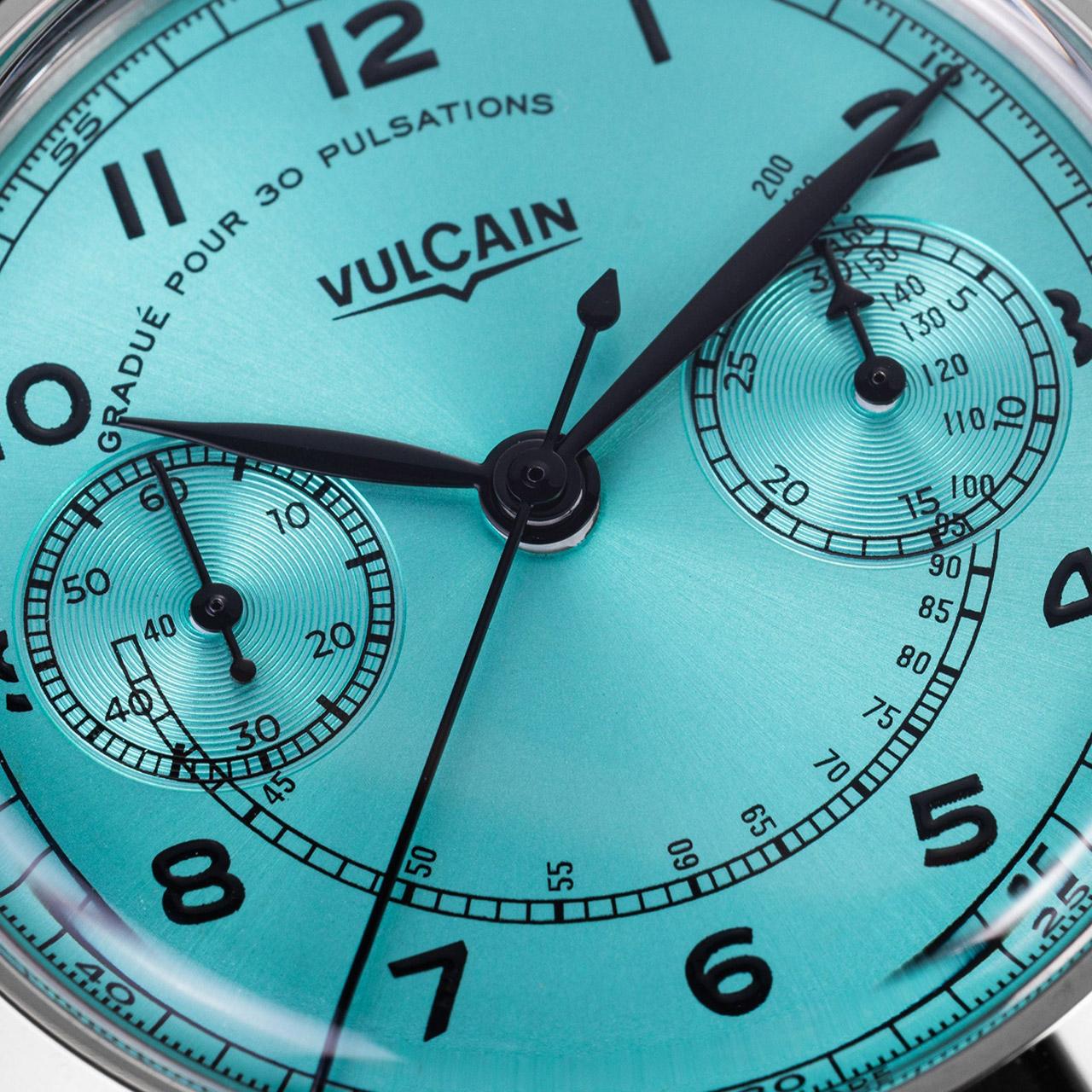 Vulcain Monopusher Heritage Green and Turquoise ref. 650167A38.BAC201 (turquoise) dial