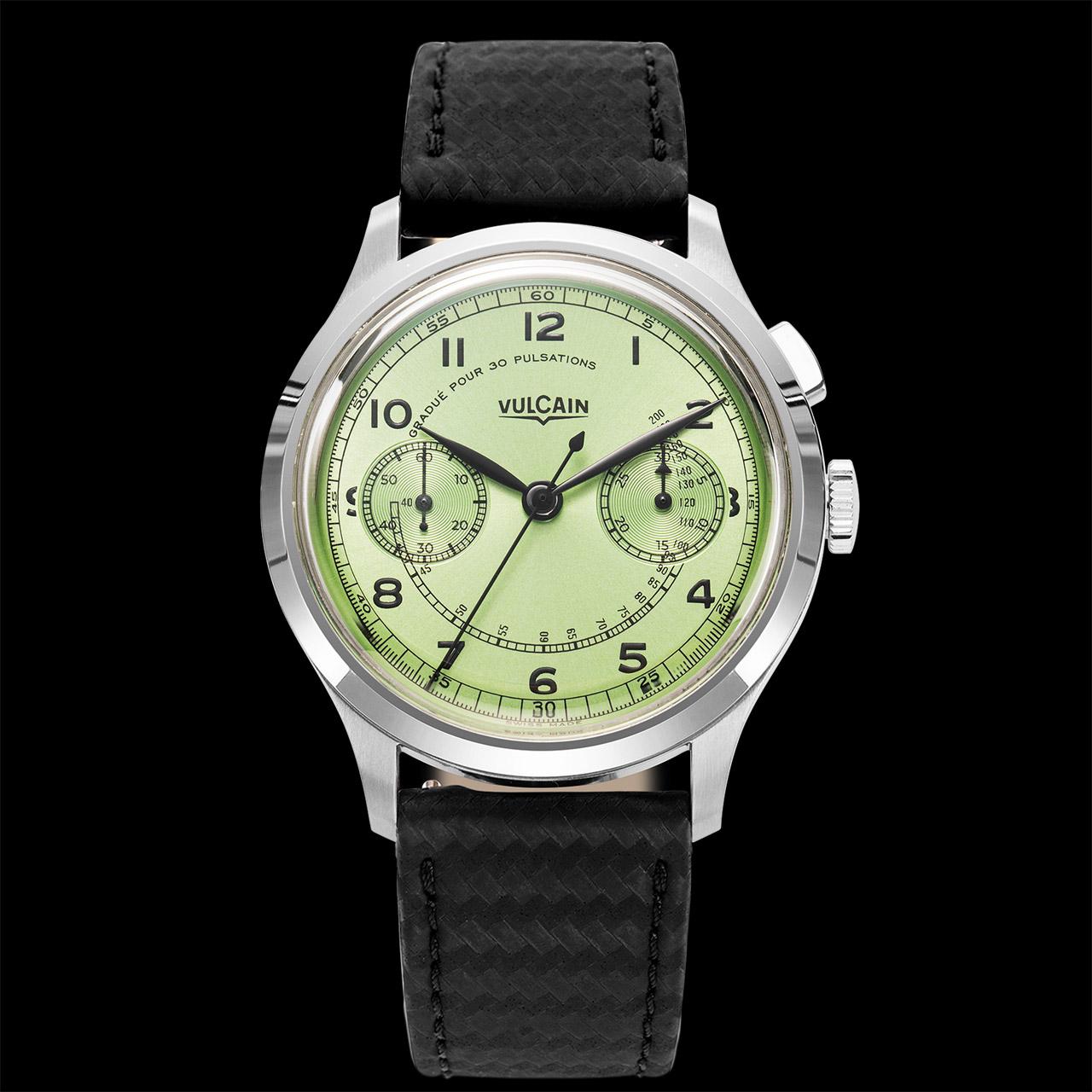 Vulcain Monopusher Heritage Green and Turquoise ref. 650167A98.BAC201 (green) black strap