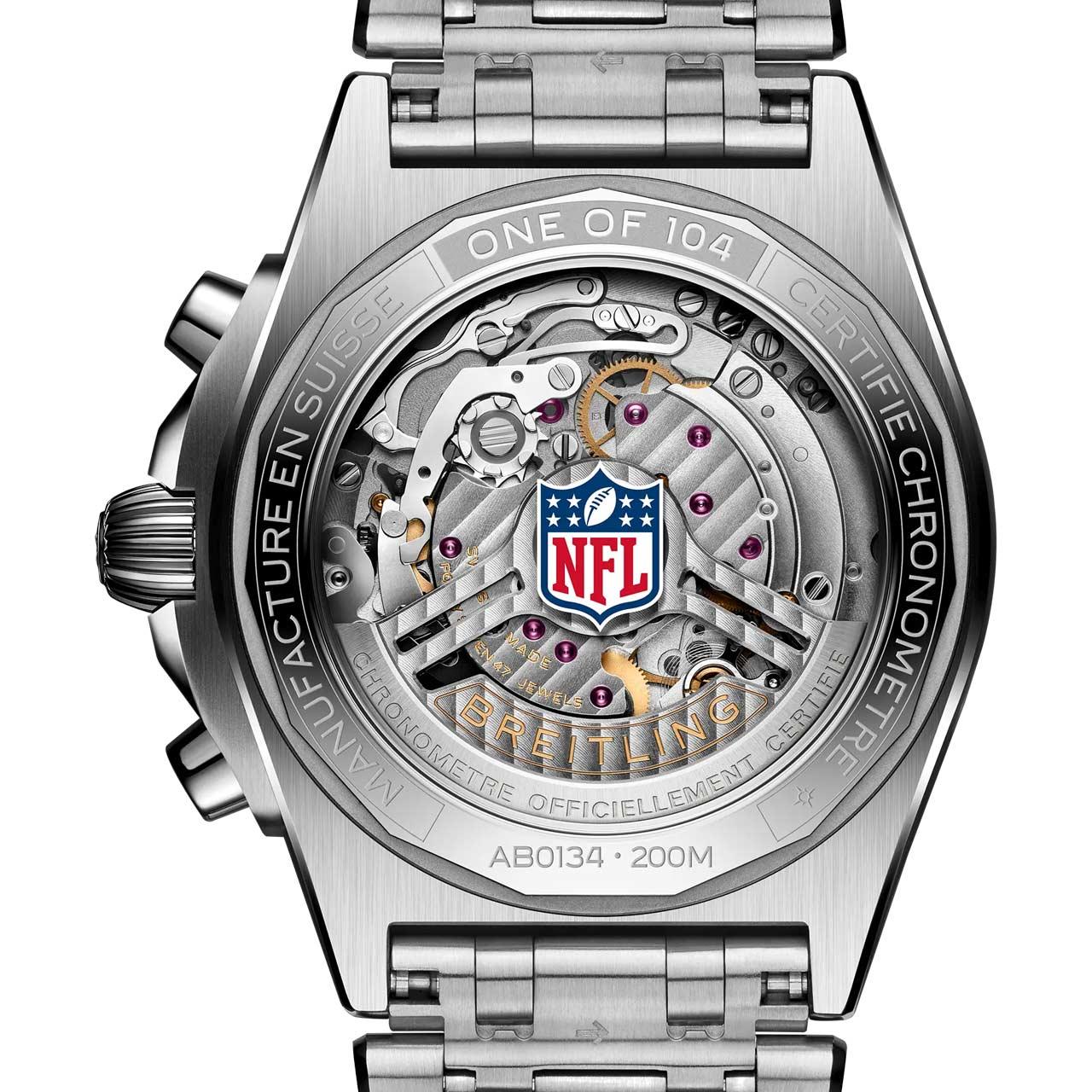 Breitling Chronomat B01 42 NFL Team Editions ref. AB01342B1 back steel