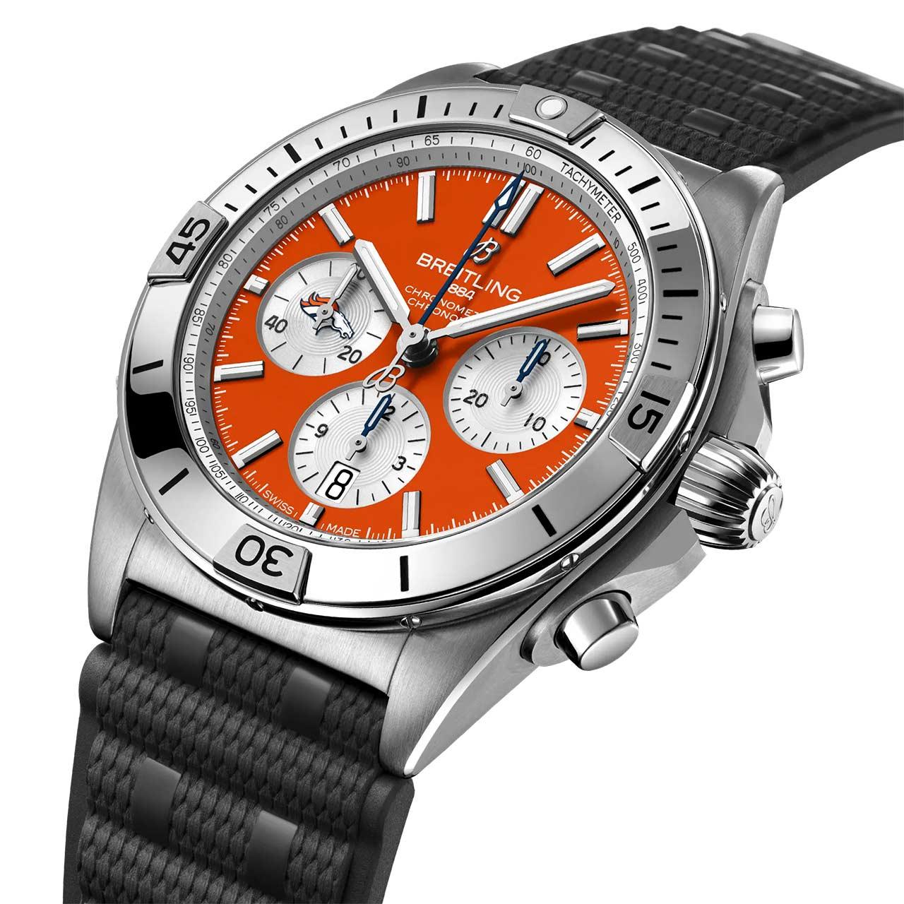 Breitling Chronomat B01 42 NFL Team Editions ref. AB01342B1 side orange