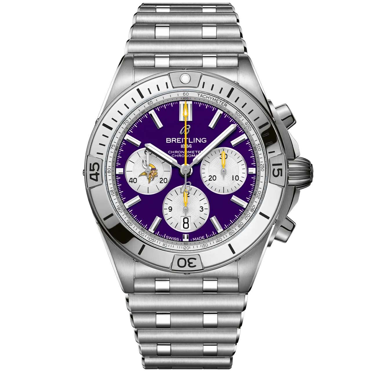 Breitling Chronomat B01 42 NFL Team Editions ref. AB01342B1K4A1/S1 (Minnesota Vikings)