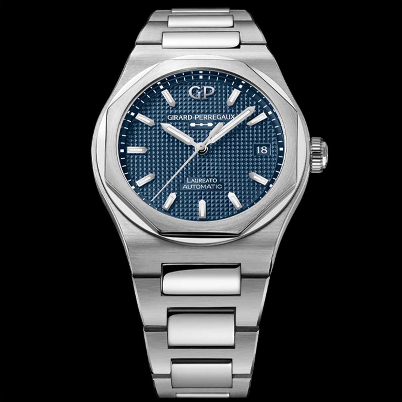 Girard-Perregaux Laureato 38 mm Sage Green and Midnight Blue ref. 81005-11-3460-1CM (midnight blue) front