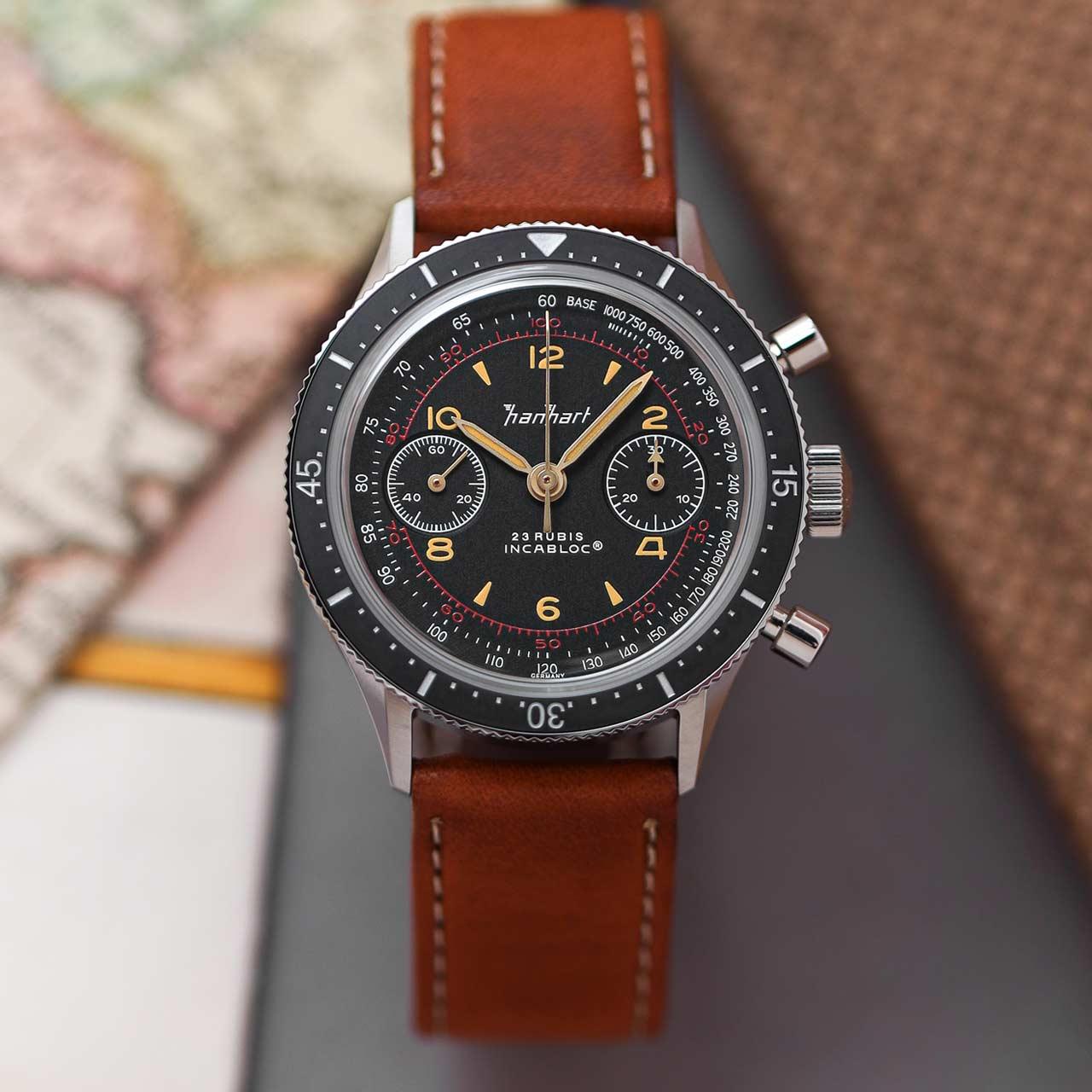 Hanhart 415 ES Chronograph ref. H703.210 brown leather