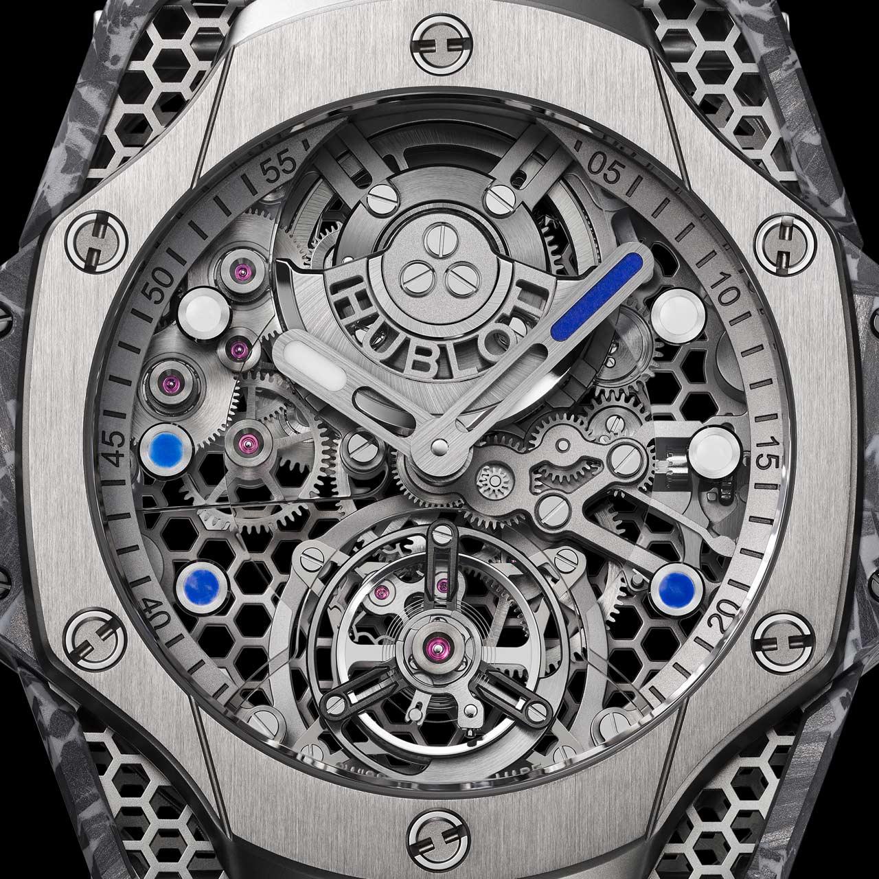 Hublot Big Bang Tourbillon Carbon SR-A by Samuel Ross ref. 428.NQ.0100.RX.SRA24 dial