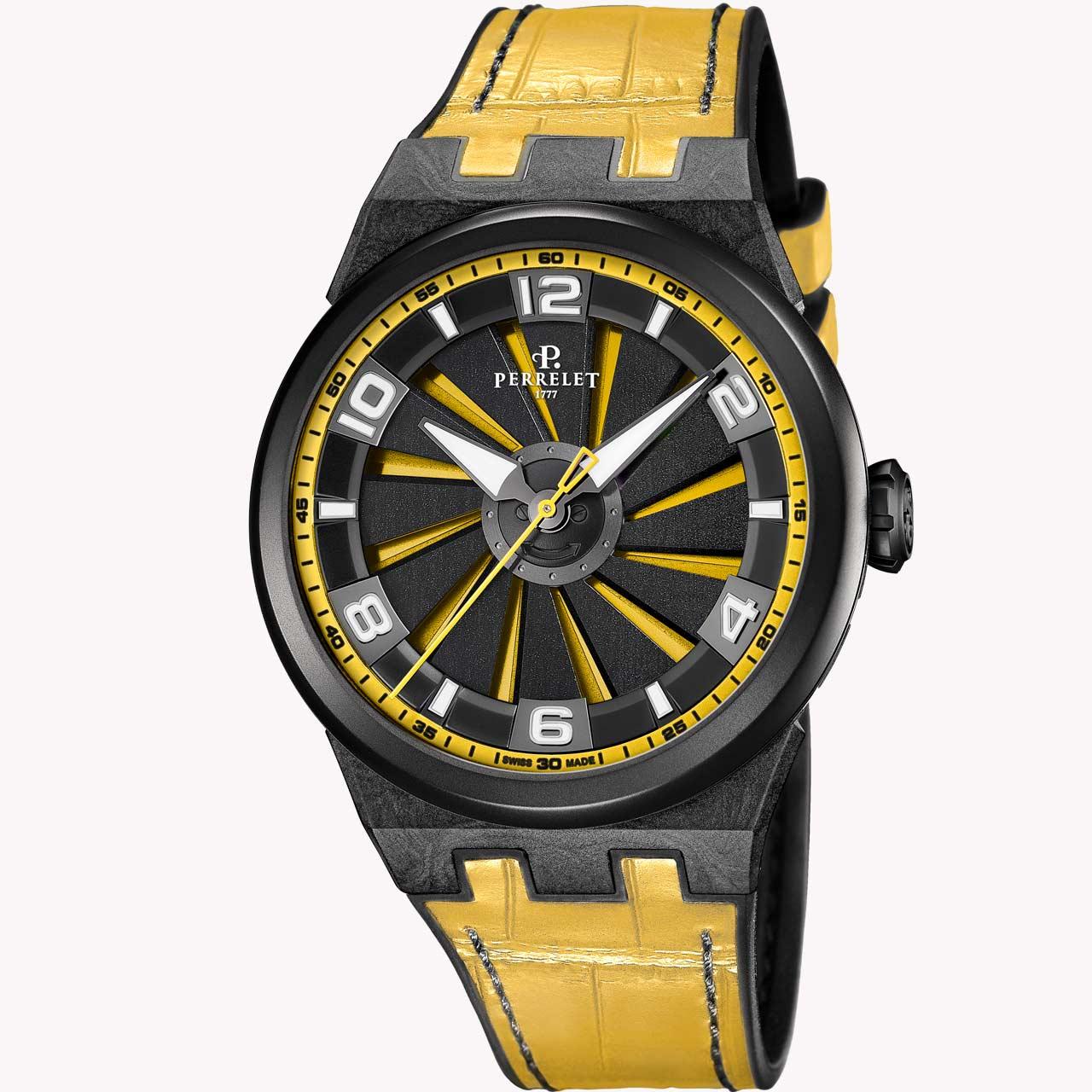 Perrelet Turbine Carbon ref. A4065/7 yellow front