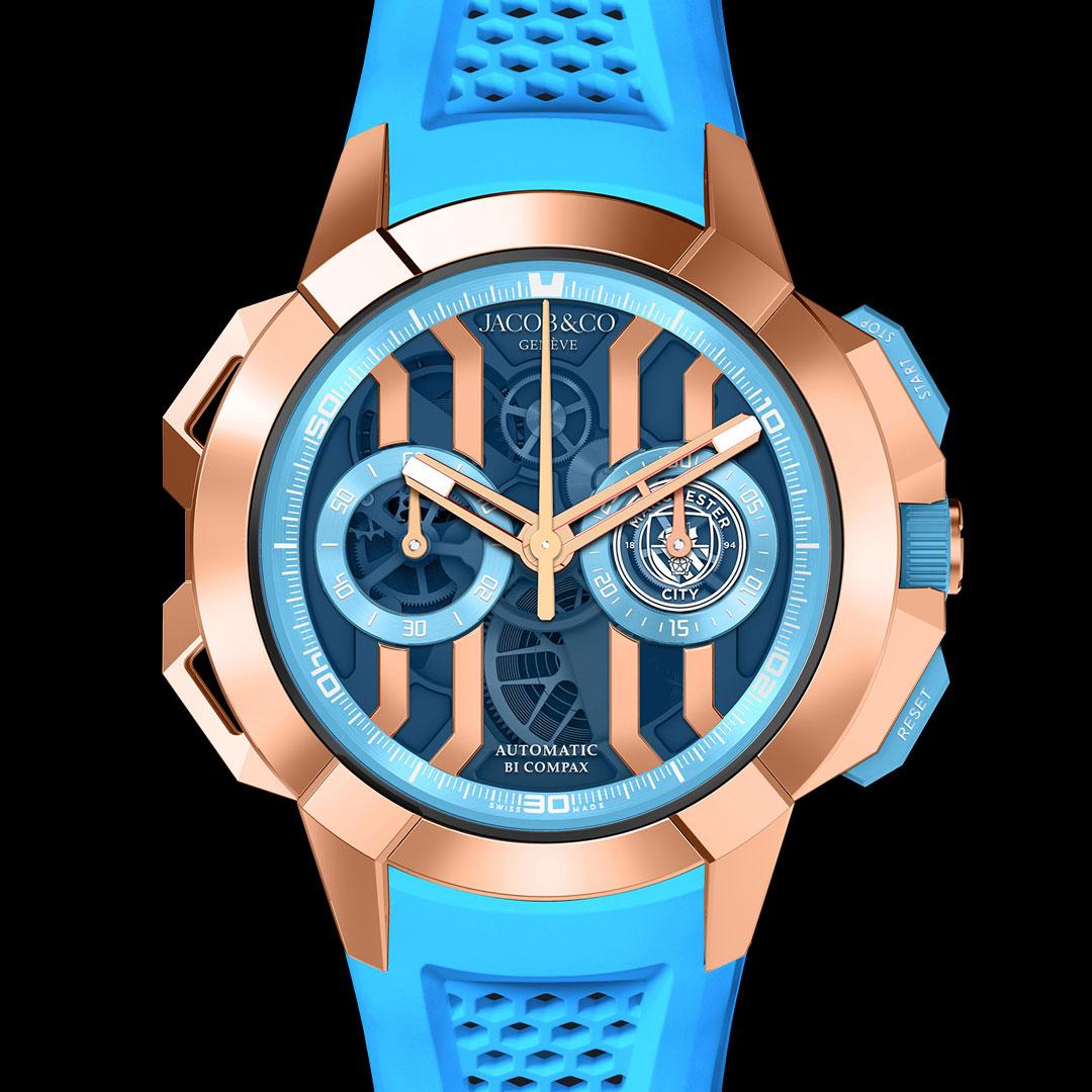 Jacob & Co. Epic X Chrono 44 Edition Manchester City ref. EC430.43.AH.AA.A (gold)