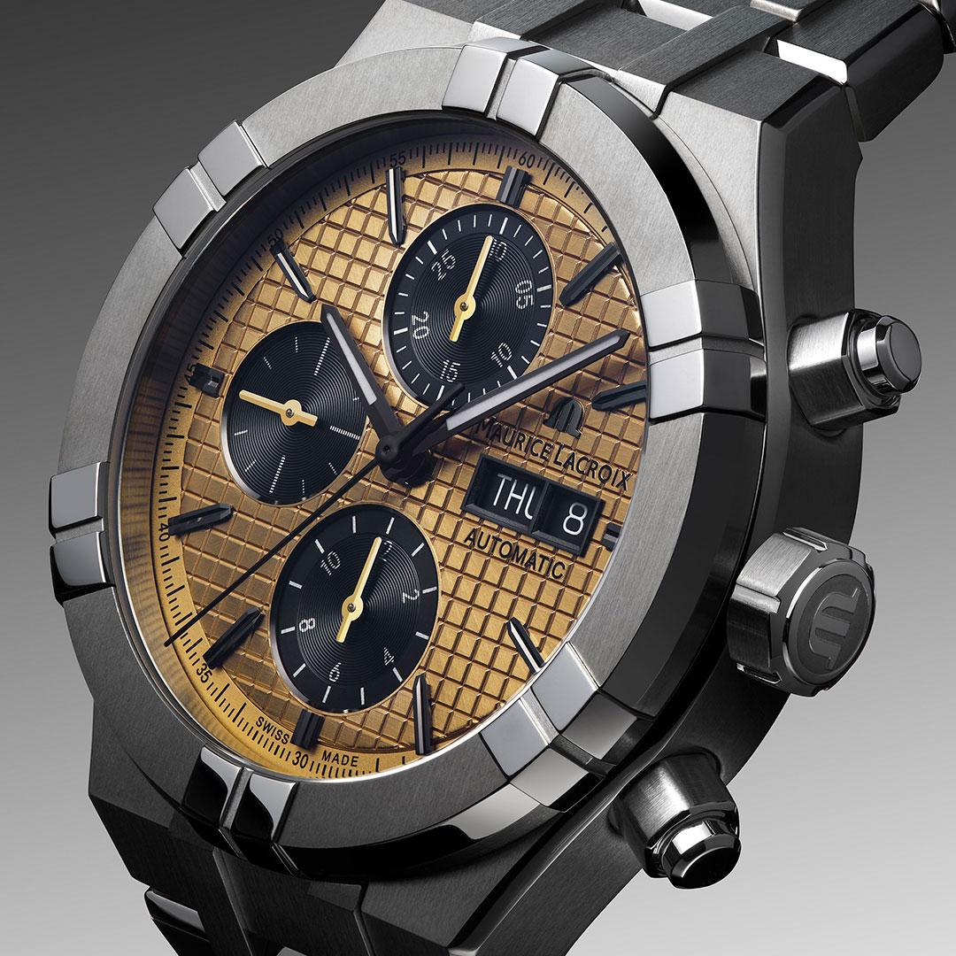 Maurice Lacroix Aikon Automatic Chronograph 44 mm Titanium ref. AI6038-TT032-530-1 gold dial