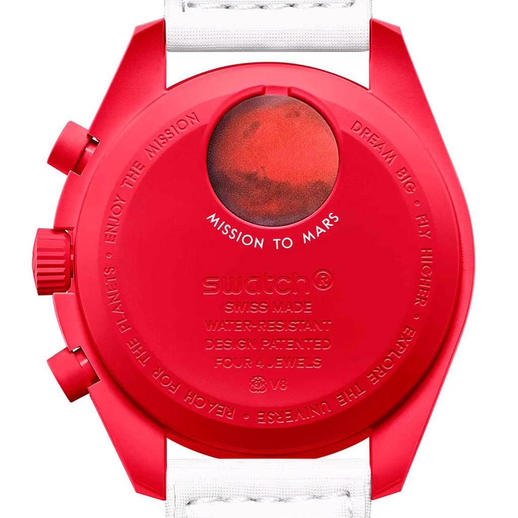 Omega x Swatch Bioceramic Moonswatch Mission to Mars – ref. SO33R100 back