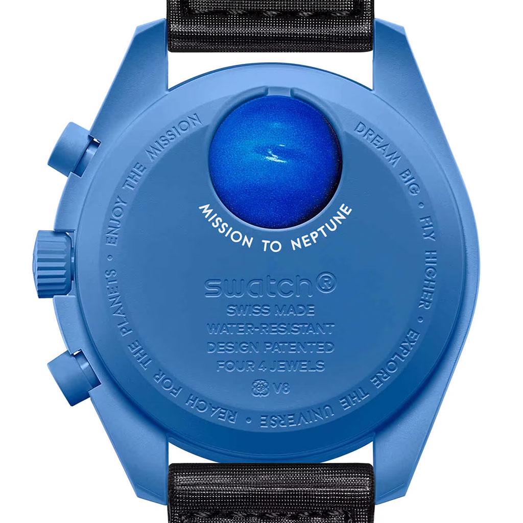 Omega x Swatch Bioceramic Moonswatch Mission to Neptune – ref. SO33N100 back