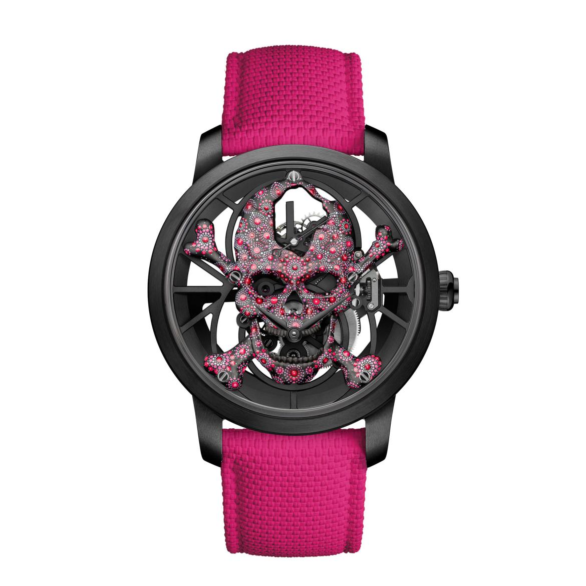 Jaquet Droz Tourbillon Skelet Ceramic - Skull Pink Pointillism ref. J0135250151