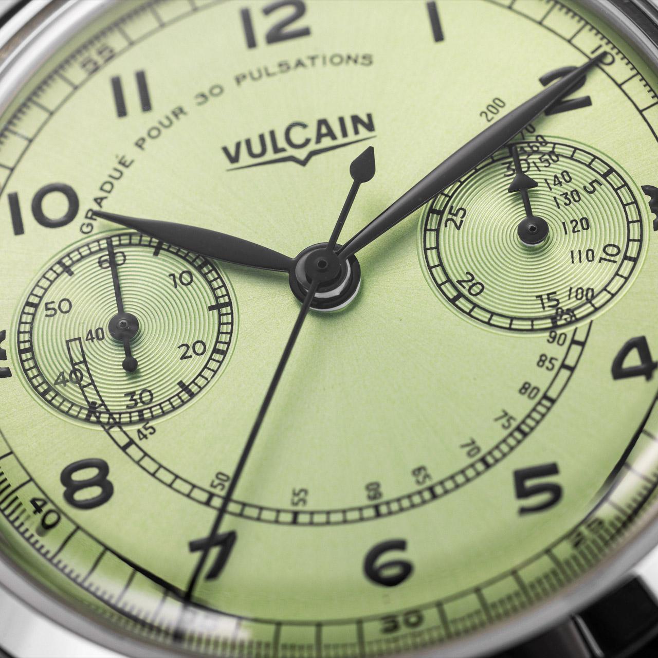 Vulcain Monopusher Heritage Green and Turquoise ref. 650167A98.BAC201 (green) dial