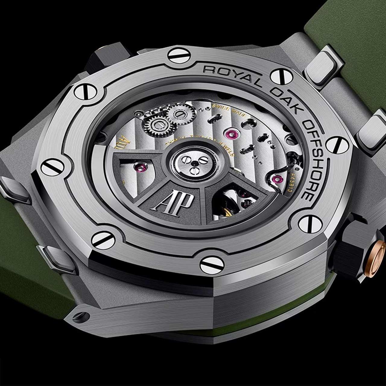 Audemars Piguet Royal Oak Offshore Diver Khaki Green ref. 15720ST.OO.A052CA.01 back