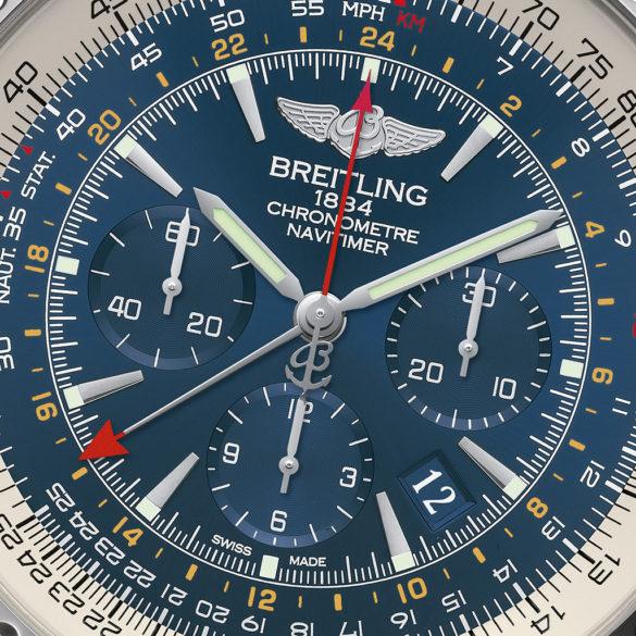 Breitling Navitimer GMT Aurora Blue Limited Edition detail 4
