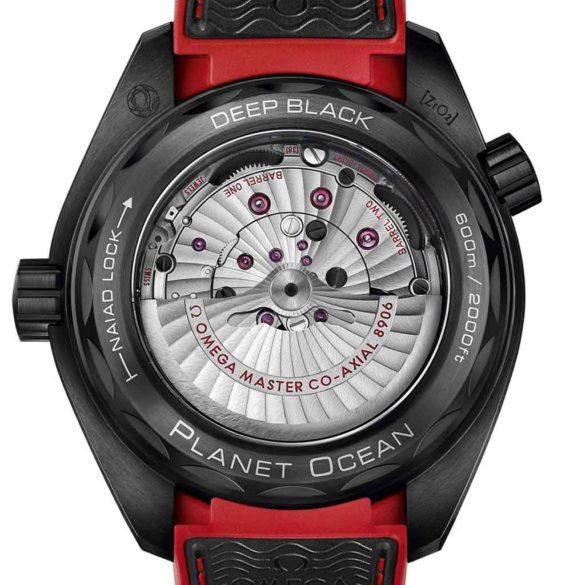 Omega Seamaster Planet Ocean 600M Co-axial Master Chronometer GMT Deep Black in Red 215.92.46.22.01.003 back