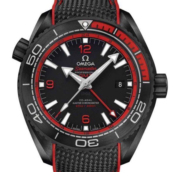 Omega Seamaster Planet Ocean 600M Co-axial Master Chronometer GMT Deep Black in Red 215.92.46.22.01.003 front
