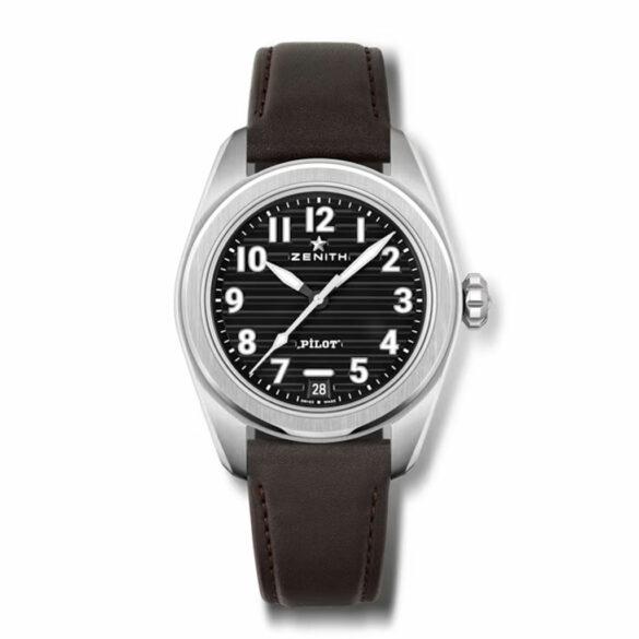 Zenith Pilot Automatic steel leather strap reference 03.4000.3620/21.I001