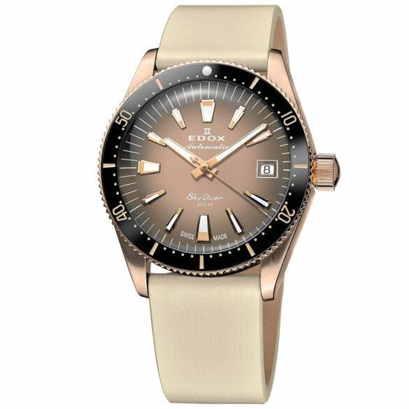 Edox SkyDiver 38 Date Automatic beige dial