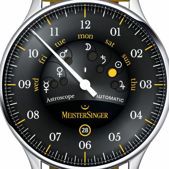 Meistersinger Astroscope Black-Yellow reference S-AS902Y dial
