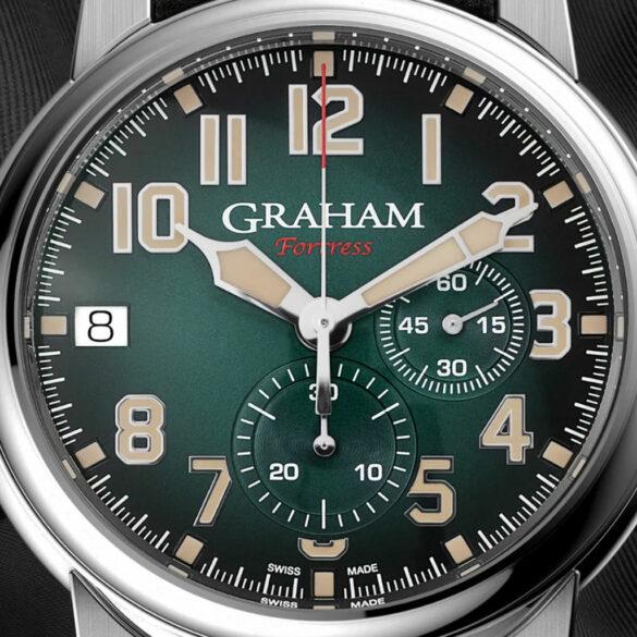 Graham Fortress Green Monopusher Chronograph dial