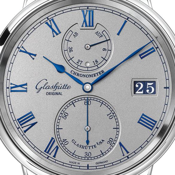 Glashütte Original Senator Chronometer Silver-Blue ref. 1-58-08-01-04-61 dial