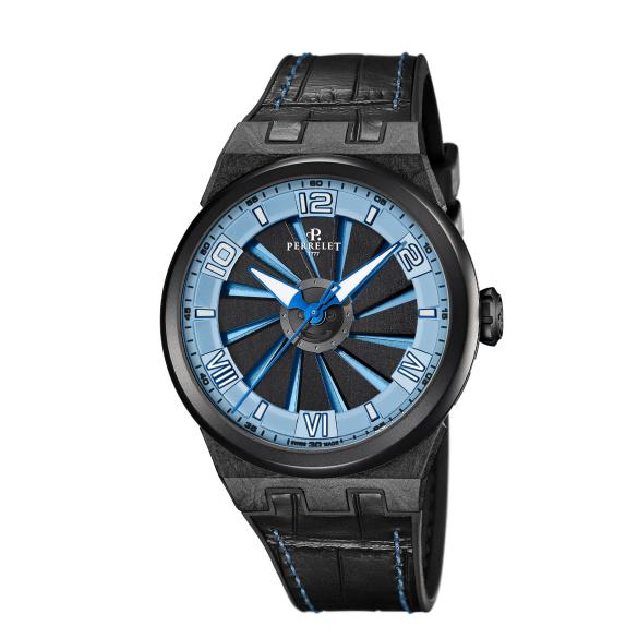 Perrelet Turbine Ice Blue Carbon and Titanium ref. A4065/5 and ref. A4067/7